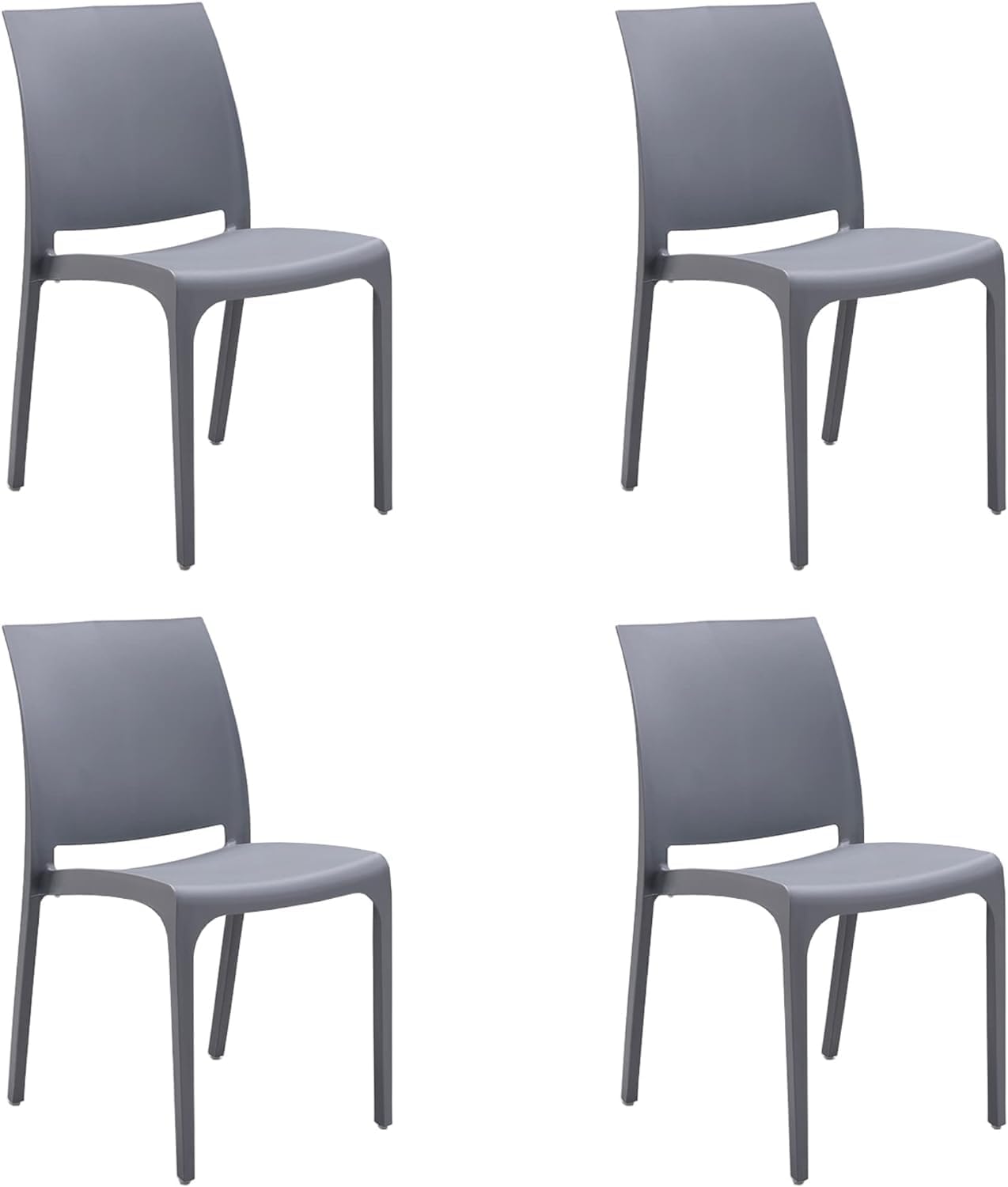 Sedia set 4 pz in resina impilabile made in Italy design per interno esterno SOFIA Grigio chiaro