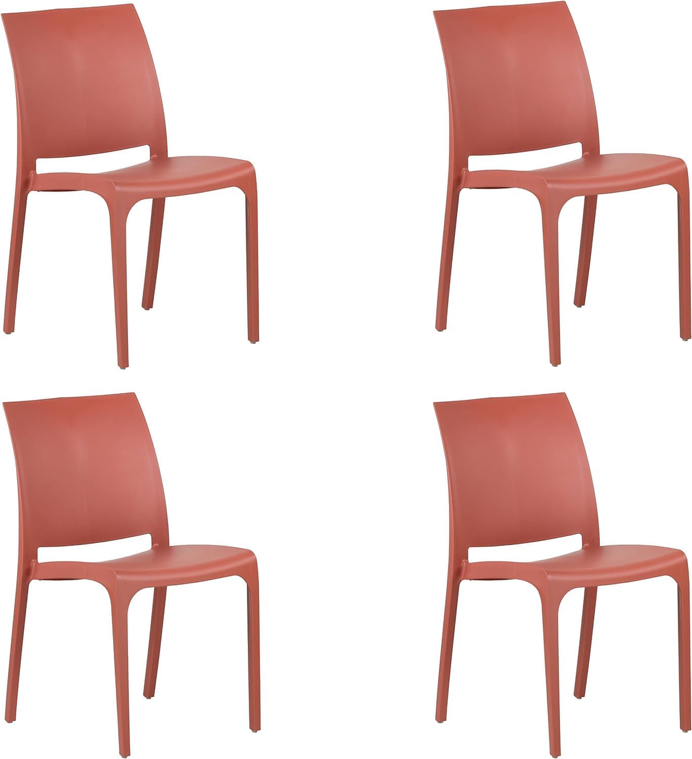 Sedia set 4 pz in resina impilabile made in Italy design per interno esterno SOFIA Rossa