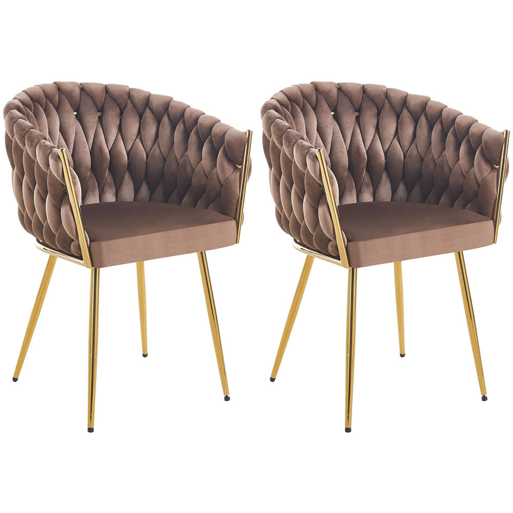 Set 2 Sedie per Sala da Pranzo e Ufficio in Velluto Marrone Sedia Ergonomica