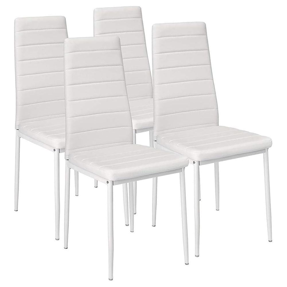 Set 4 Sedie Moderne sala Pranzo Salotto Cucina Seduta Imbottita Ecopelle Bianco