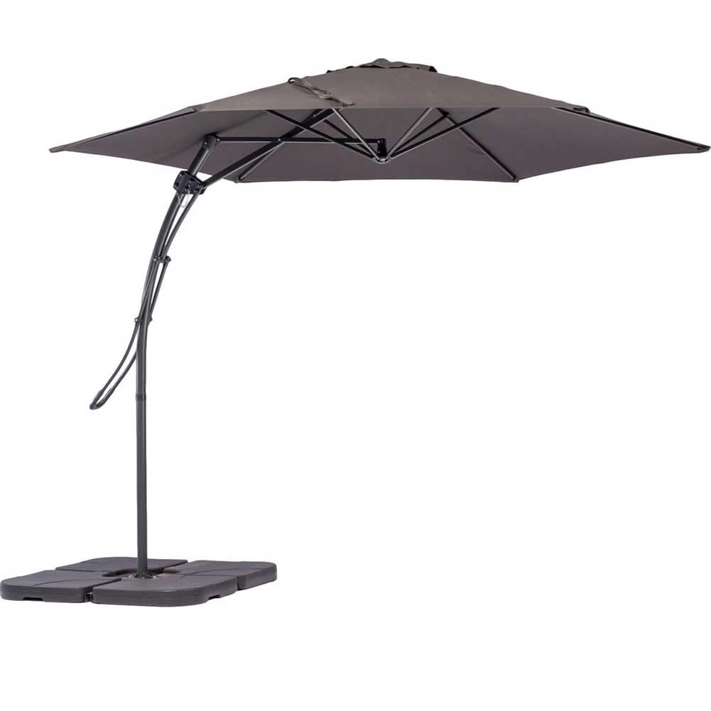 Ombrellone da Giardino Antracite Decentrato 3x3 Mt Base a Croce Sistema Air Vent