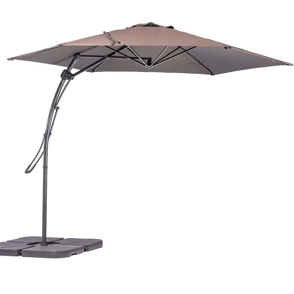 Ombrellone da Giardino Tortora Decentrato 3 x 3 Mt Base a Croce Sistema Air Vent