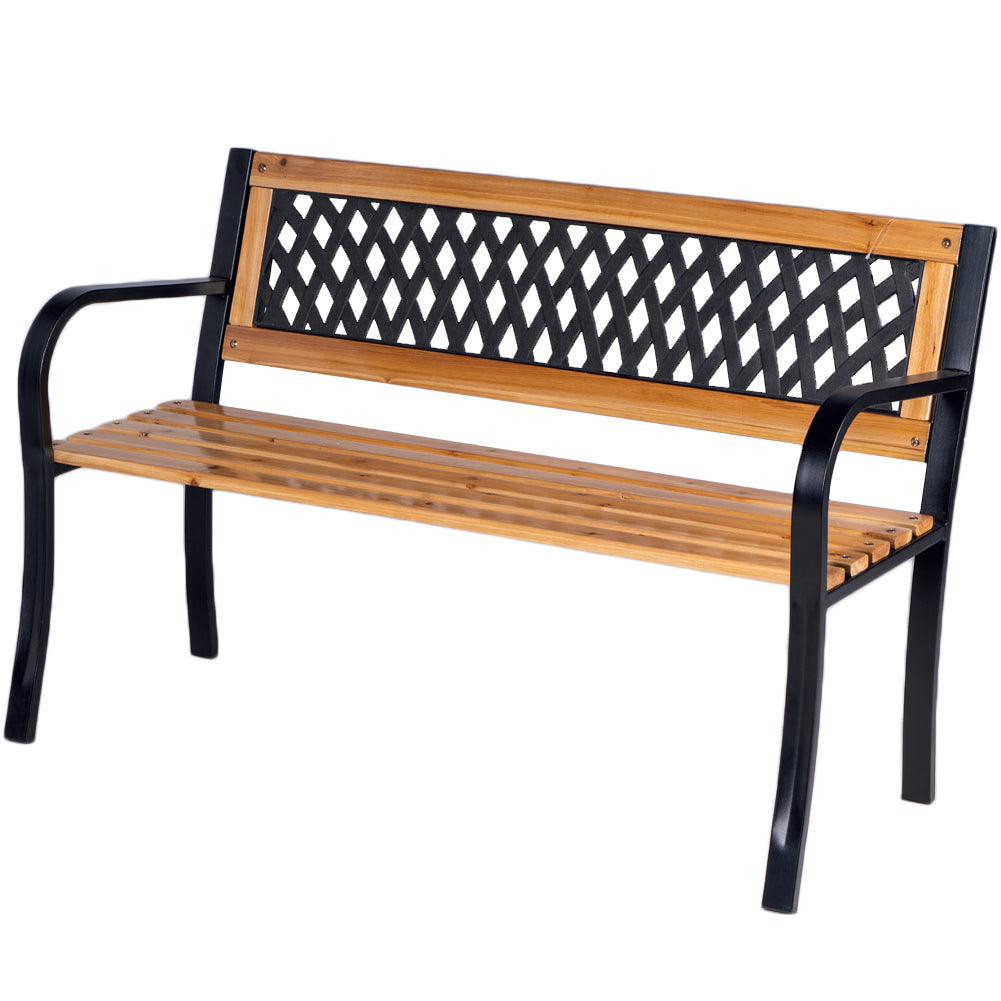 Panchina da Esterno Giardino con Seduta e Schienale in Legno Struttura in Ferro