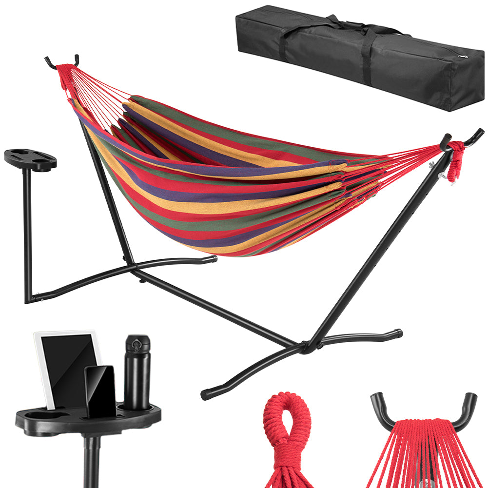 Amaca da Giardino Brasiliana Strisce Multicolore con Portabicchieri Portata 200kg