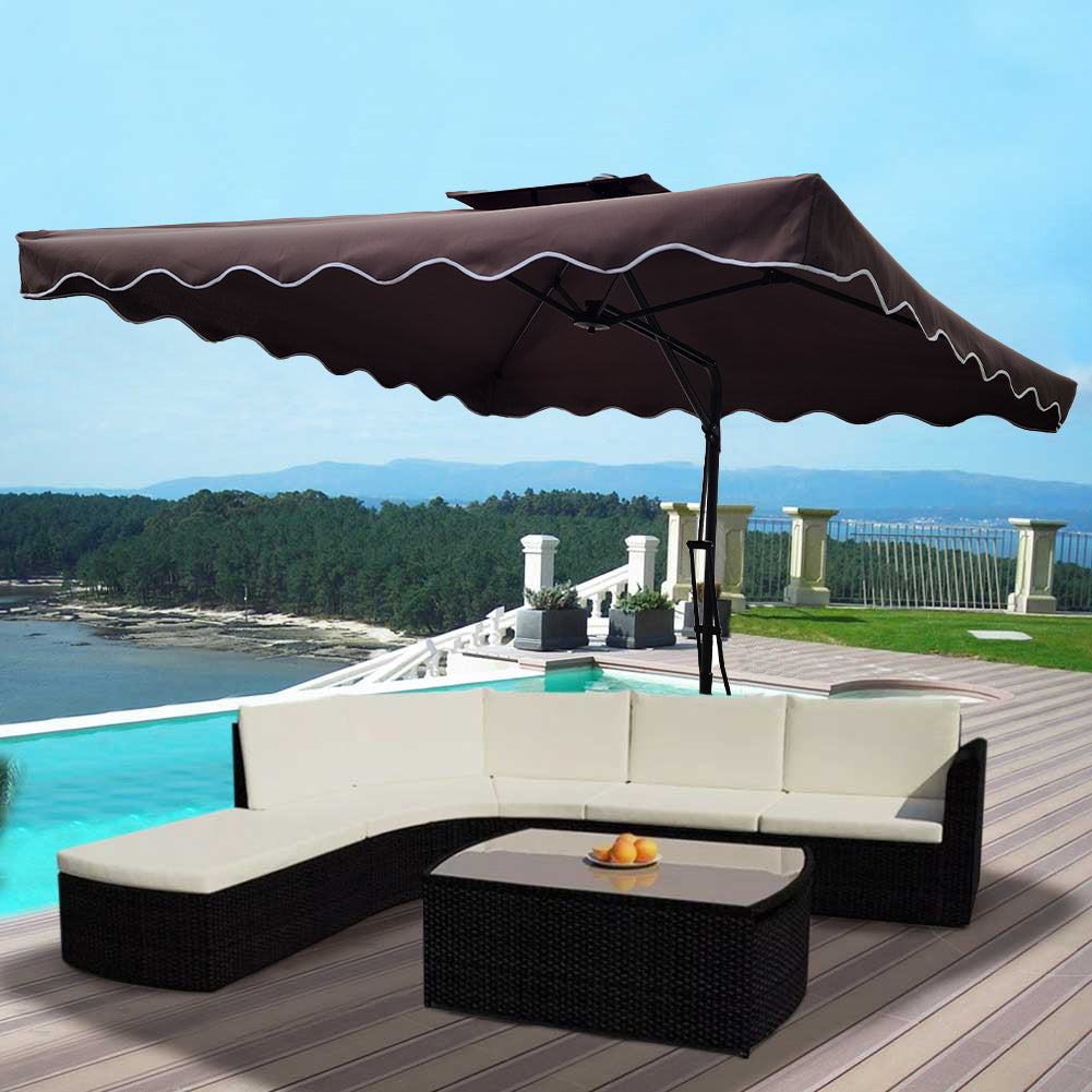 Ombrellone Giardino Decentrato 2,5 mt Coffe con pendente Palo Metallo Gazebo