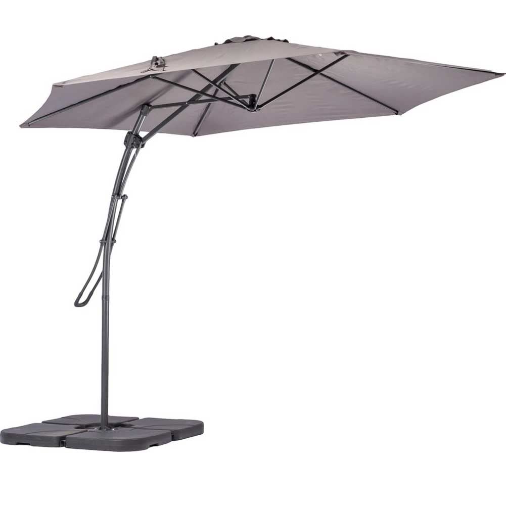 Ombrellone da Giardino Grigio Decentrato 3 x 3 Mt Base Croce e Sistema Air Vent