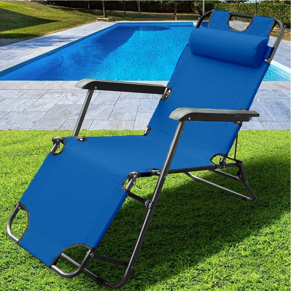 Sedia da Giardino Poltrona Relax Pieghevole Gravita Zero Acciaio Oxford Blu