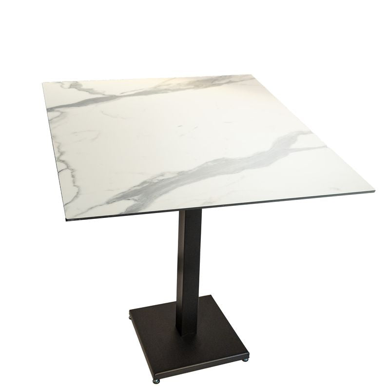 Tavolo Contract con piano marmorizzato bianco 654 - 70×70 altezza piano 1.2 cm - Kit base+tavolo