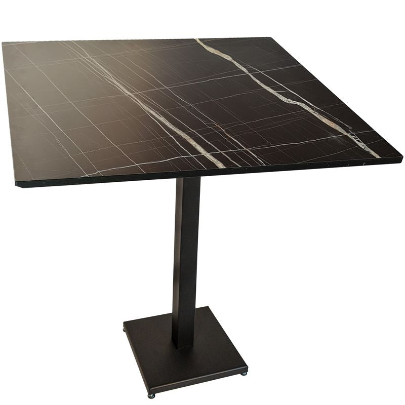 Tavolo Contract con piano marmorizzato nero 930 - 80×80 altezza piano 1.2 cm - Kit base+tavolo