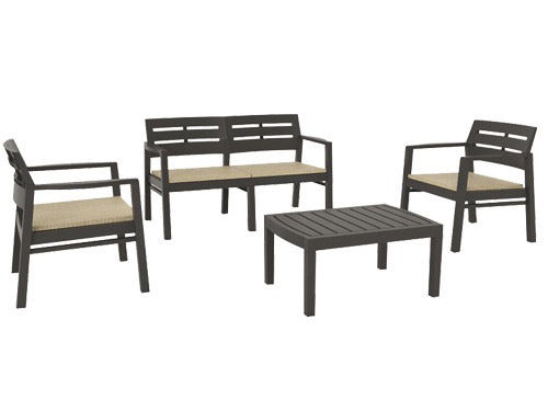 Set da esterno resina Java Antracite - La Dea Sedia