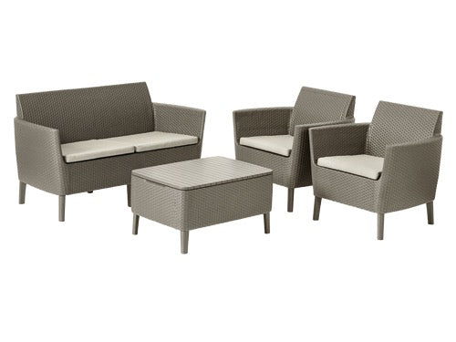 Set da esterno Rattan Keter Salemo Cappuccino divano + due poltrone - La Dea Sedia
