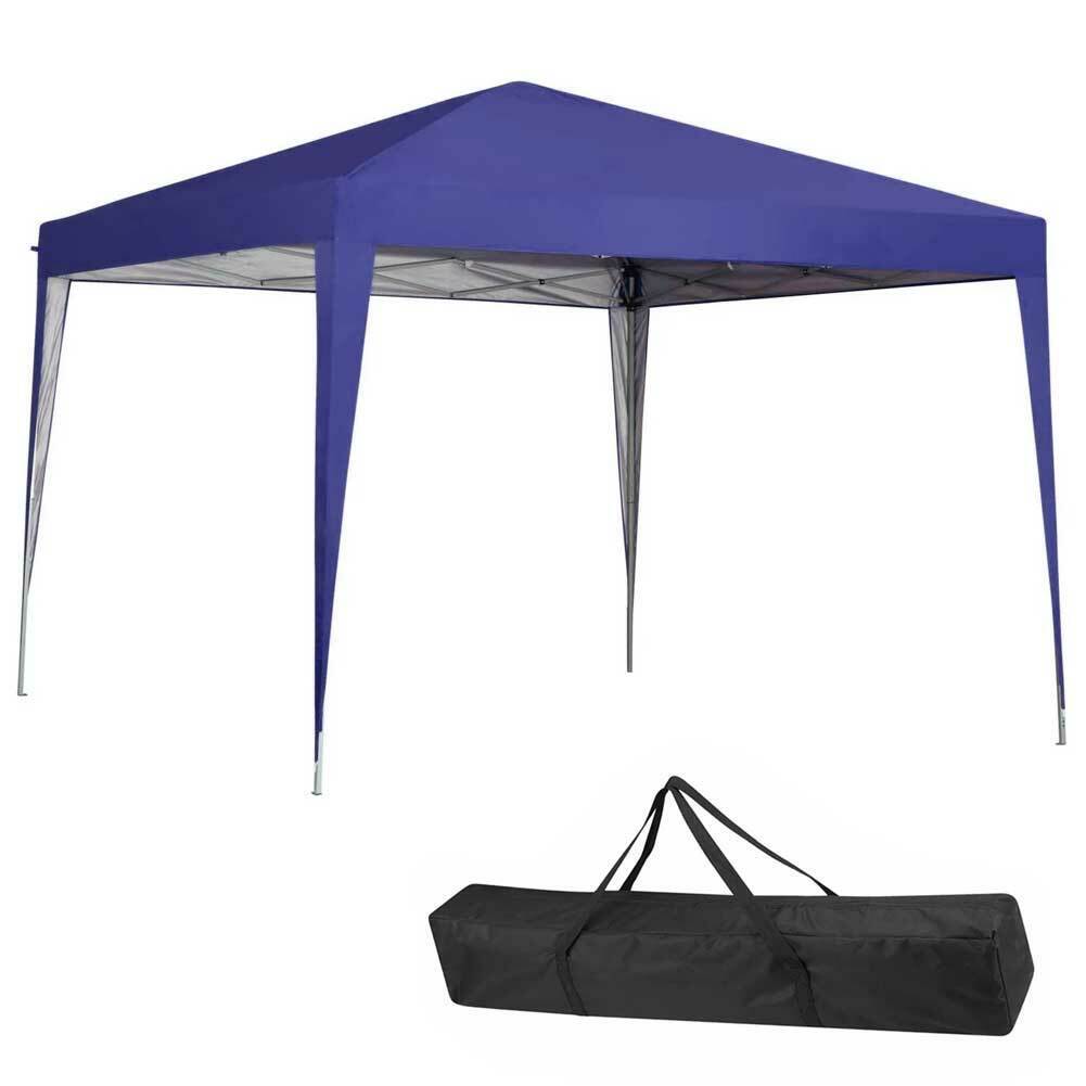 Gazebo 3x3 Pieghevole Impermeabile Richiudibile Fisarmonica Blu - Arredo Esterno