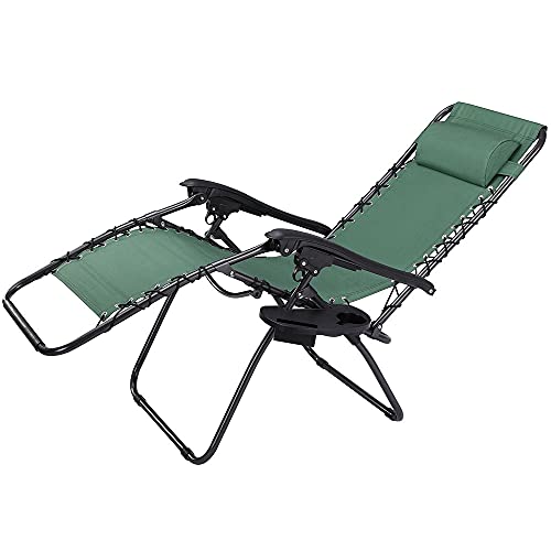 Sedia Poltrona Giardino Gravita Zero Pieghevole con Vassoio Verde - Arredo Esterno