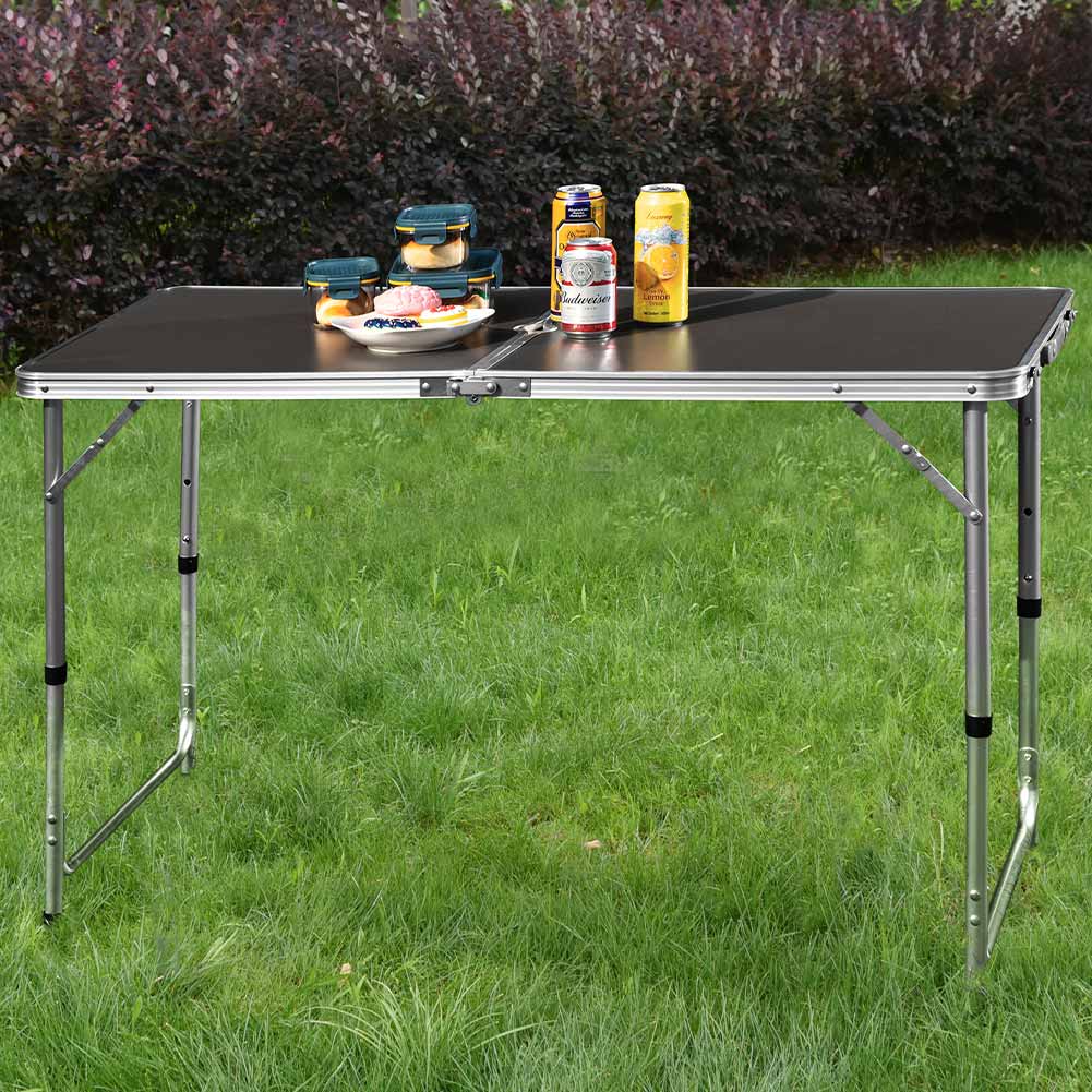 Tavolo Campeggio Picnic Altezza Regolabile Pieghevole Grigio - Arredo Esterno