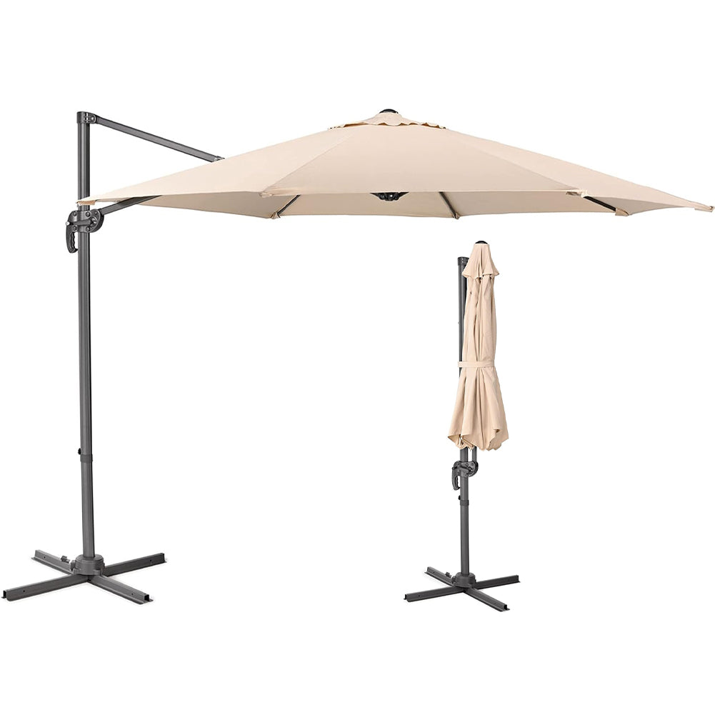 Ombrellone da Giardino ø 3 metri Beige Decentrato Base a Croce - Arredo Esterno