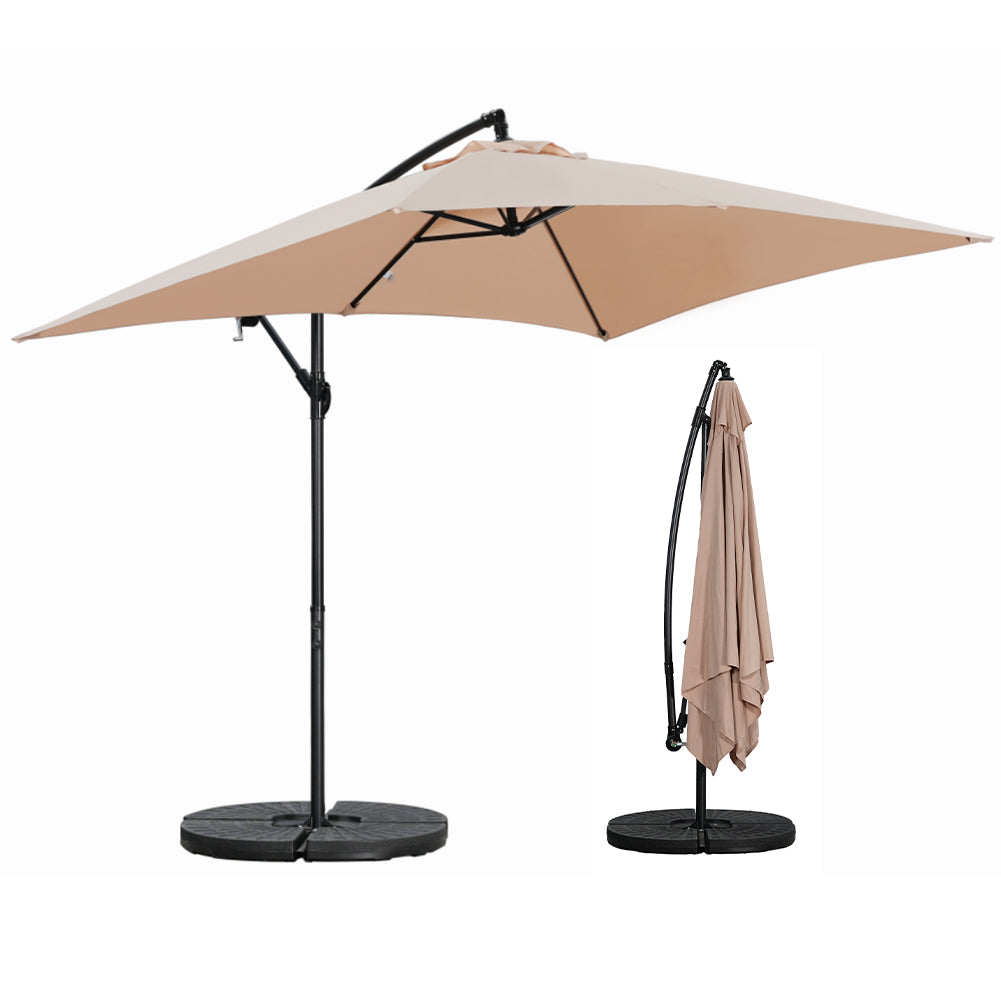 Ombrellone da Giardino 3x2 metri color Cappuccino Palo Laterale - Arredo Esterno