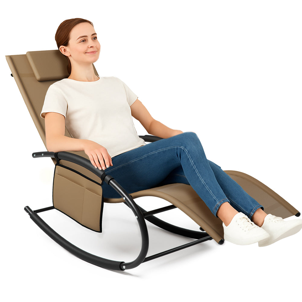 Sedia Sdraio a Dondolo Gravita Zero Marrone - Arredo Esterno