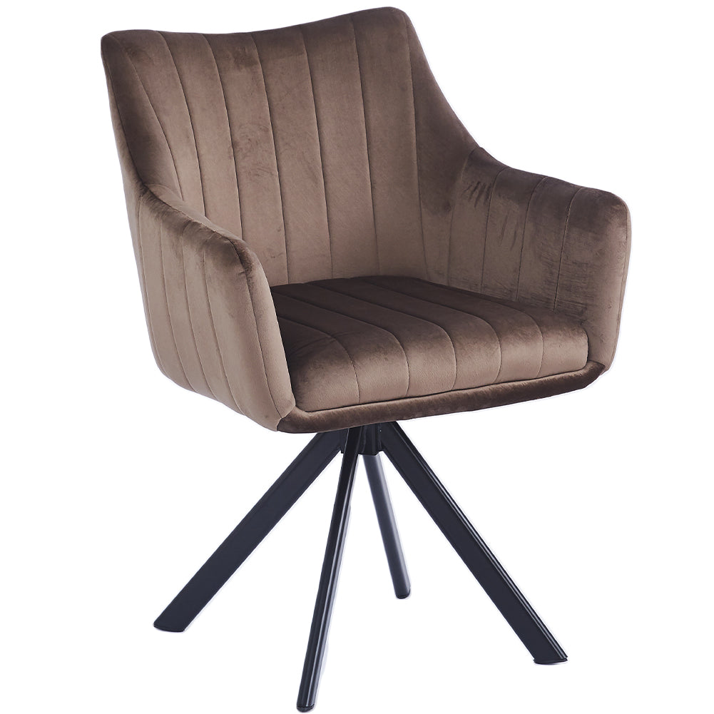 Sedia Girevole Ergonomica con Rivestimento in Velluto Marrone - La Dea Sedia