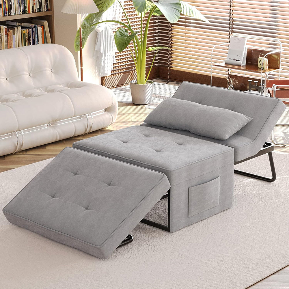 Divano Letto 4 in 1 Poltrona Chaise Longue Grigio Chiaro - La Dea Sedia