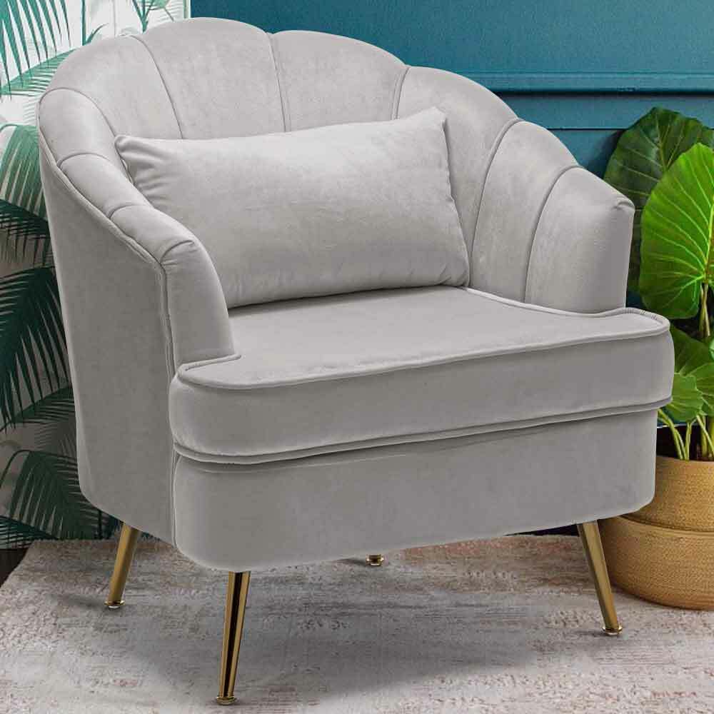 Poltrona Relax Tessuto e Metallo Imbottita Grigio Oro - La Dea Sedia