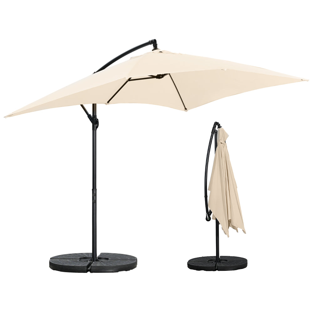 Ombrellone da Giardino con Palo Laterale Copertura in Poliestere Ecru 3x2 Metri - Arredo Esterno