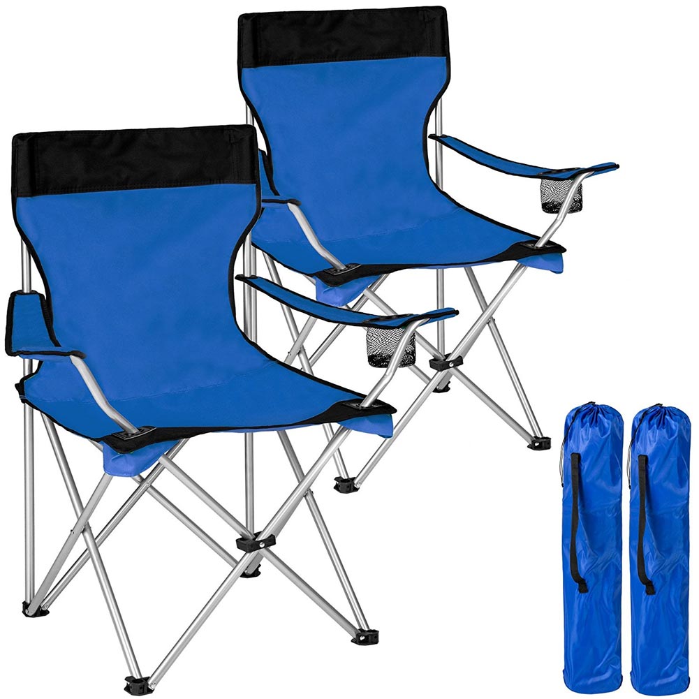 2x Sedie Pieghevoli Da Campeggio Con Borsa Blu - Arredo Esterno 5