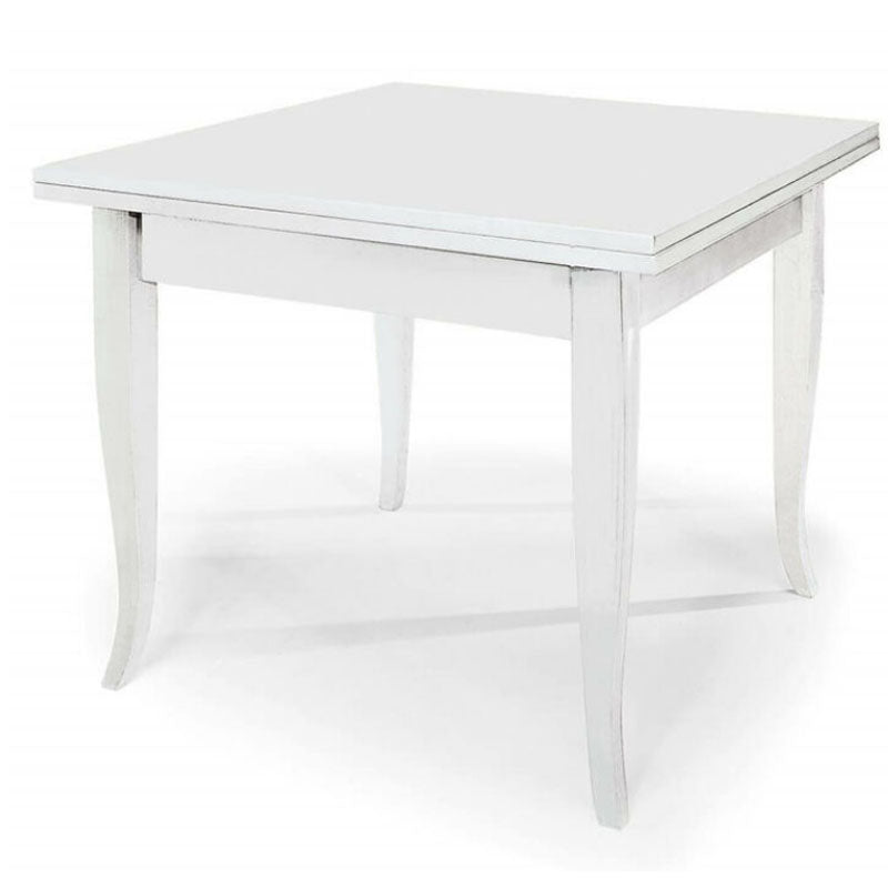 Tavolo bianco in legno 100 x 100 cm apribile a libro