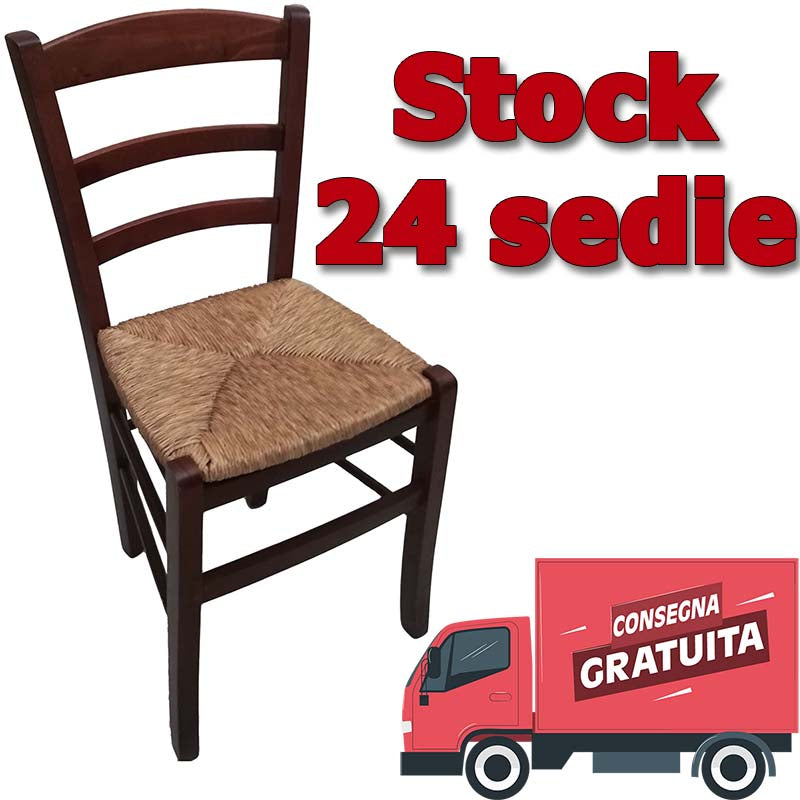 Set da 24 sedie paesana paglia noce