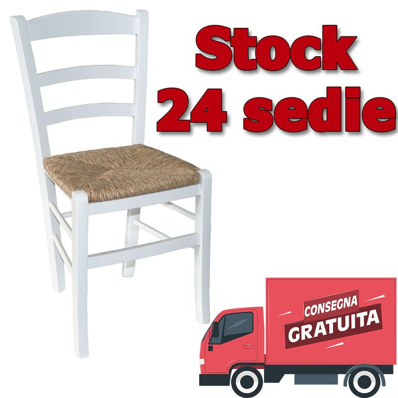 Set da 24 sedie paesana paglia anilina bianche