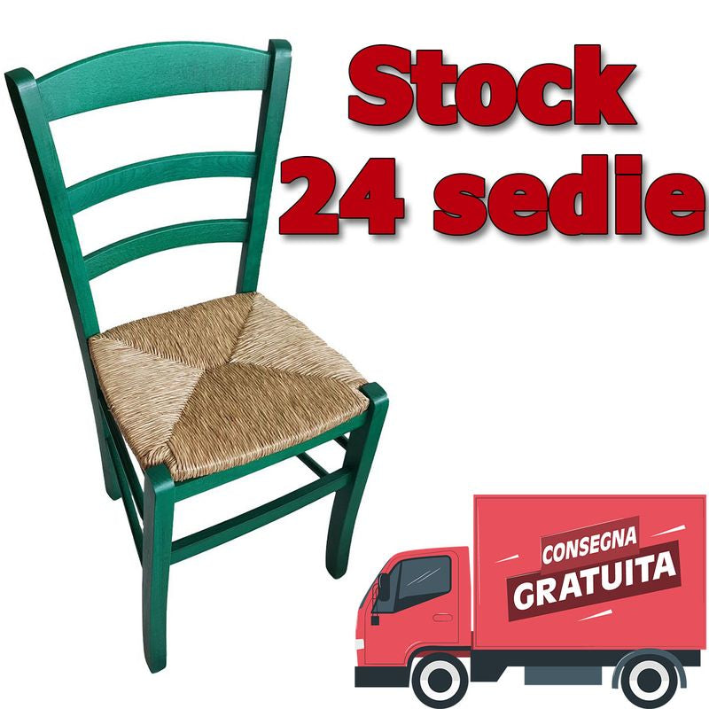 Set da 24 sedie paesana paglia anilina verdi
