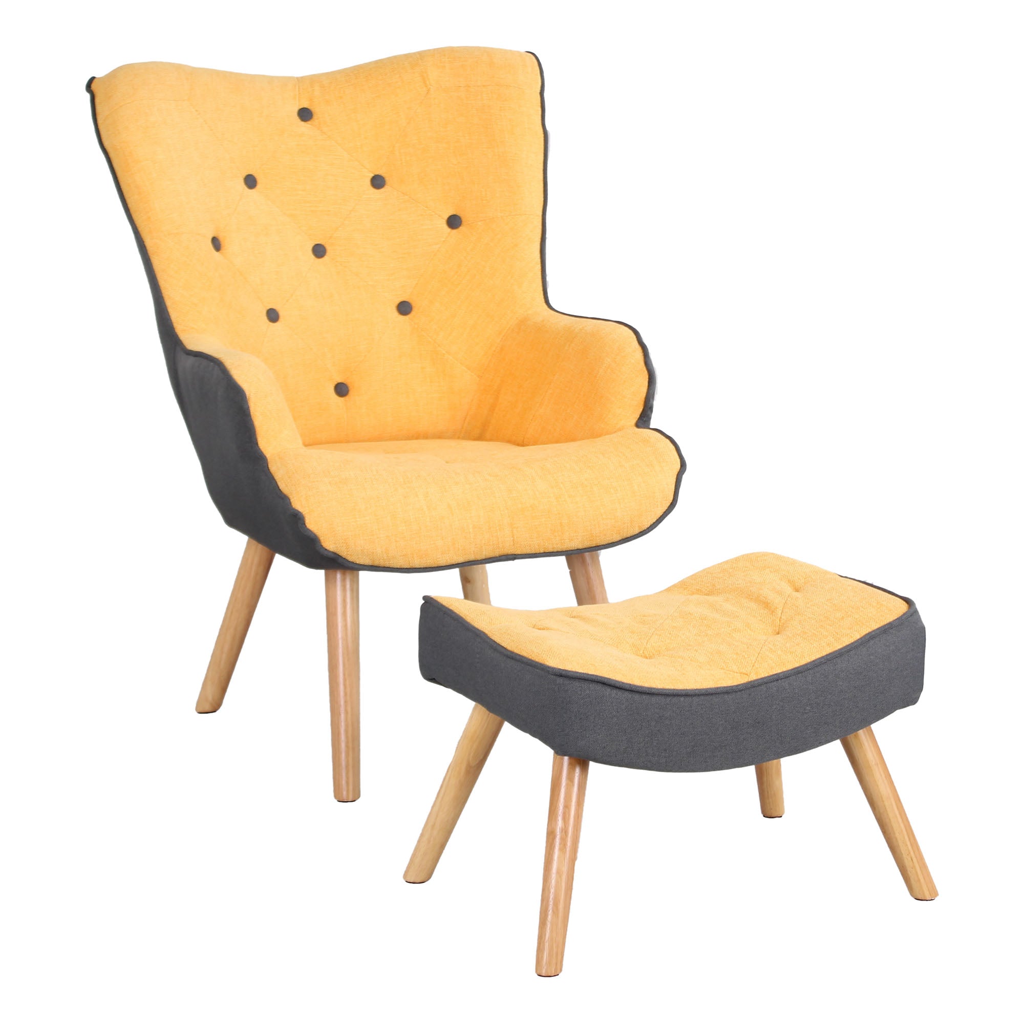 Poltrona in tessuto modello Glaciale colore Ocra (con pouf)