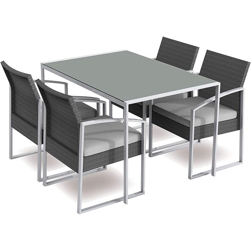 Set Pranzo Bilbao Black Washed Garden Friend con Tavolo e 4 Poltrone