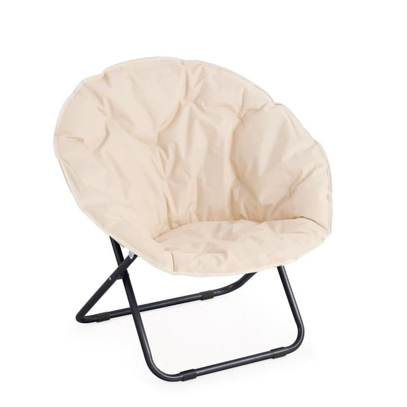 Poltrona Moon Beige da Giardino Pieghevole in Acciaio e Poliestere