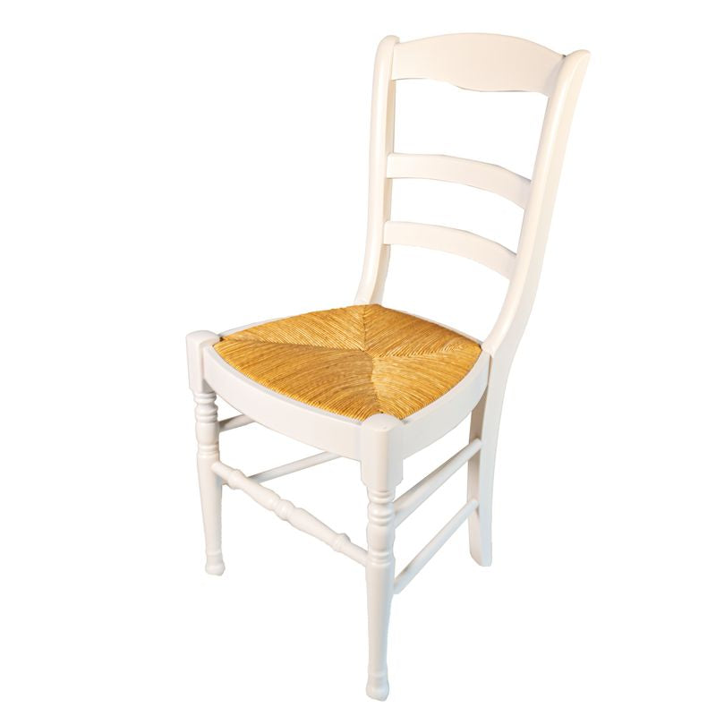 Sedia Bianca Schienale Alto e Seduta in Paglia 141 Stock - La Dea Sedia