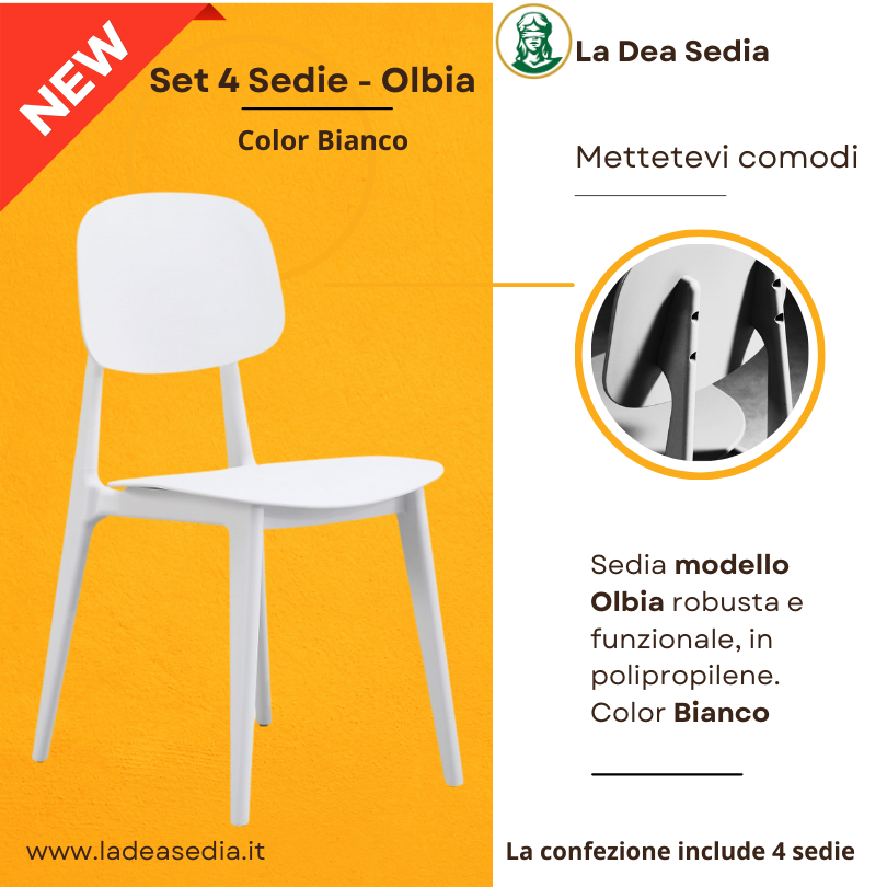 4 Sedie Olbia color Bianco - La Dea Sedia