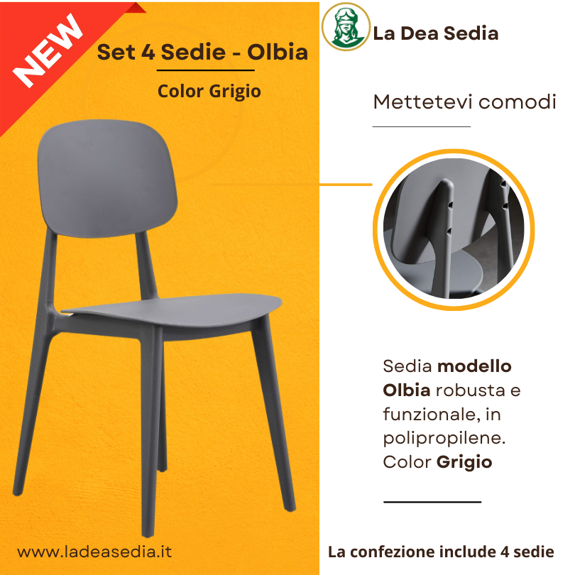 4 Sedie Olbia color Grigio - La Dea Sedia