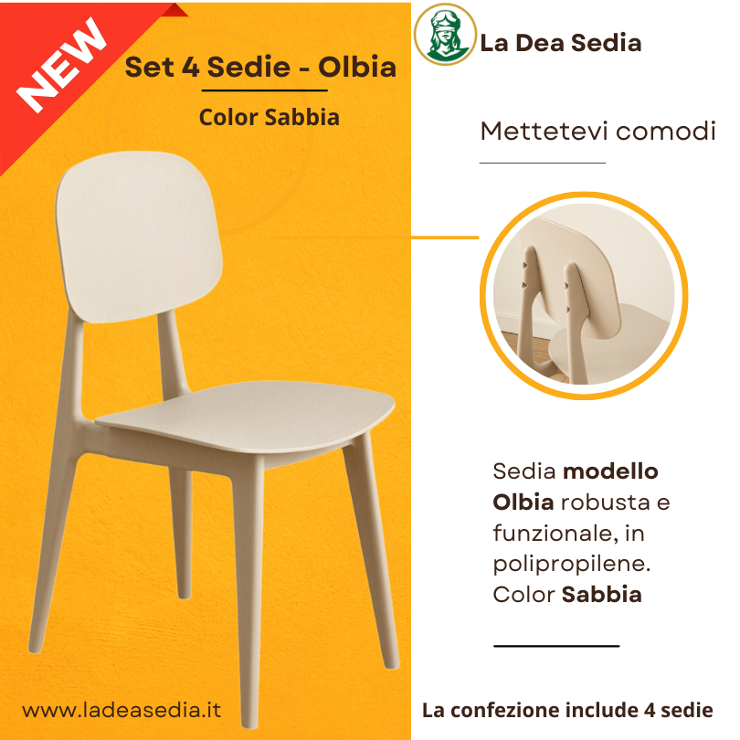 4 Sedie Olbia color Sabbia - La Dea Sedia