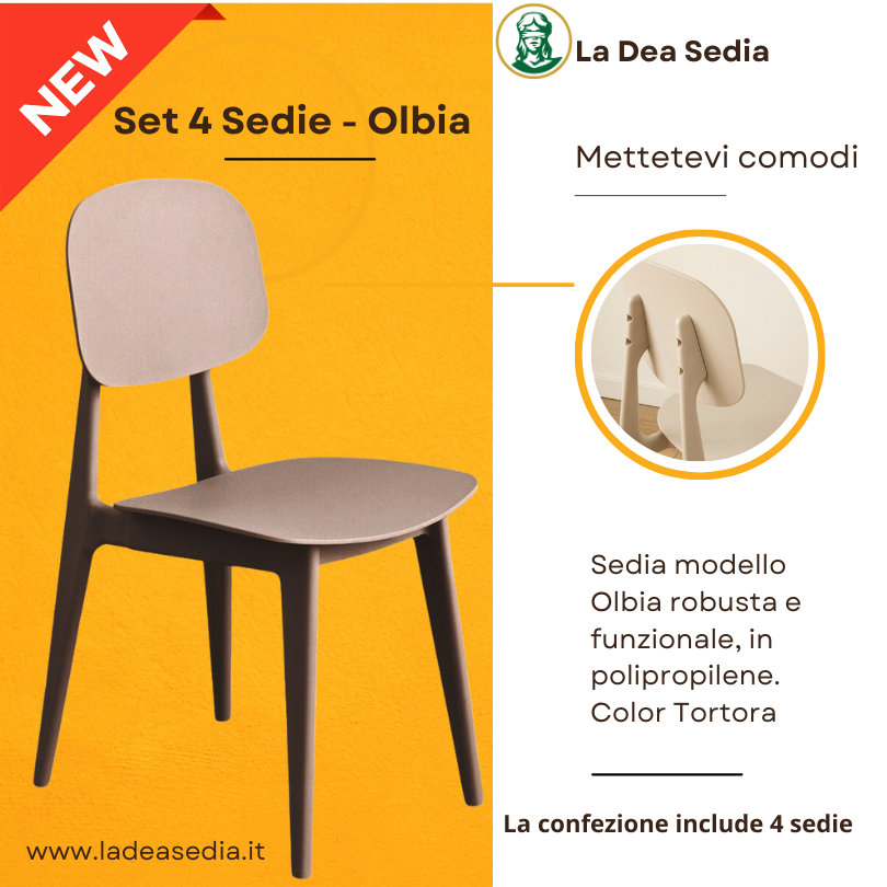 4 Sedie Olbia color Tortora - La Dea Sedia