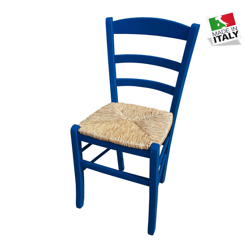 Sedia Paesana Paglia Anilina Azzurro Stock