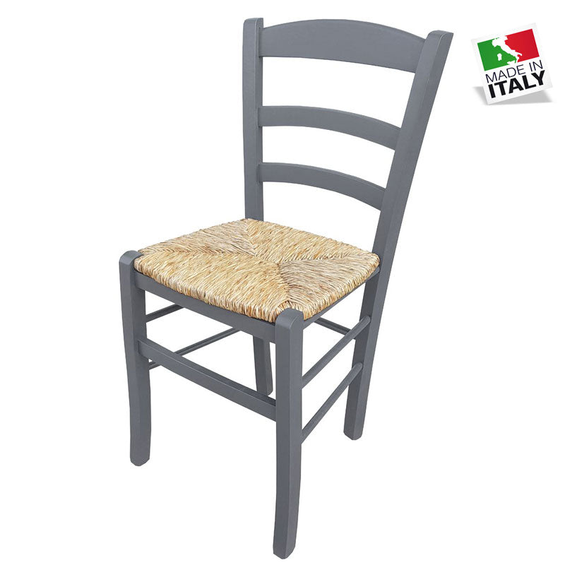Sedia Paesana Paglia Anilina Grigio