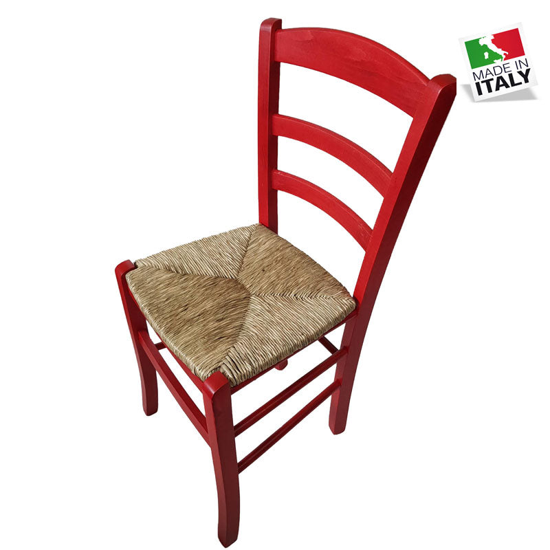 Sedia Paesana Paglia Anilina Rosso Stock
