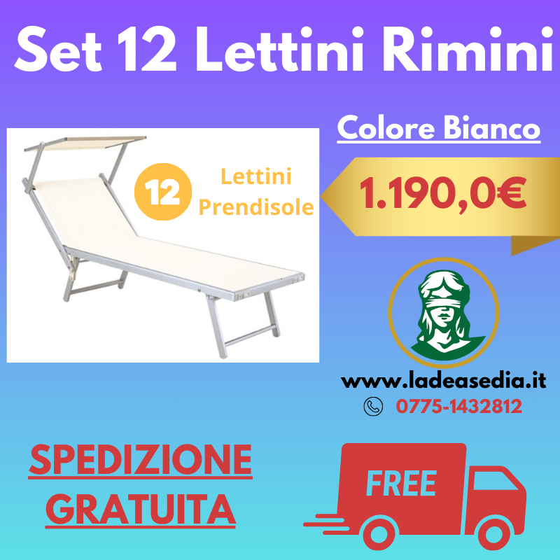 Set 12 Lettini Prendisole Rimini Bianco - Arredo Esterno