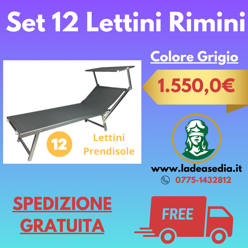 Set 12 Lettini Prendisole Rimini Grigio - Arredo Esterno
