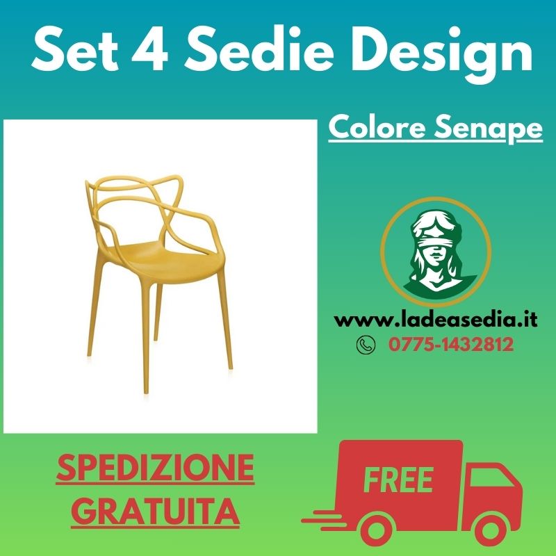 4 Sedie Design Senape in Polipropilene - La Dea Sedia