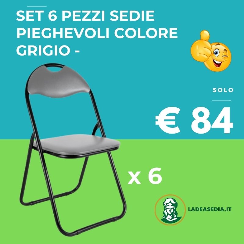 Set 6 Pezzi Sedie Imbottite Pieghevoli Colore Grigio