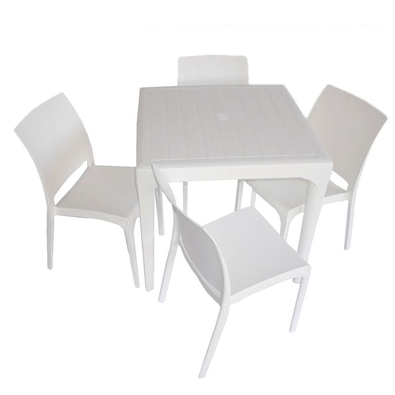 Set Tavolo Malmo + 4 Sedie Volga - Arredo Esterno