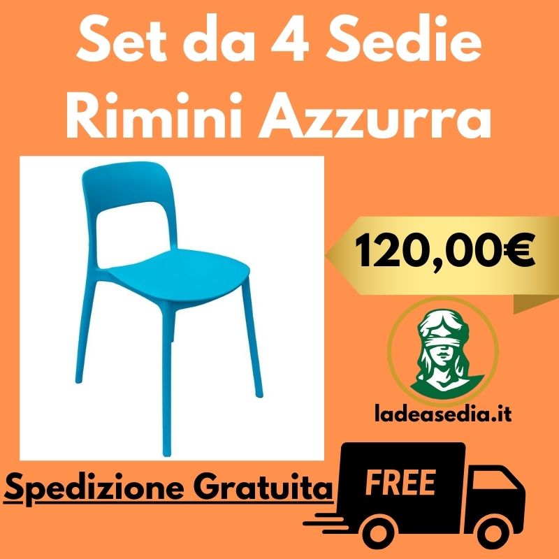 Set da 4 Sedie Rimini Azzurra da esterno - La Dea Sedia