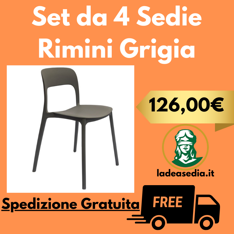 Set da 4 Sedie Rimini Grigia da esterno - La Dea Sedia