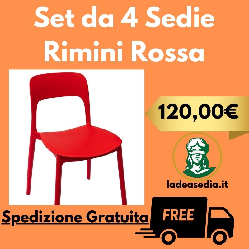 Set da 4 Sedie Rimini Rossa da esterno - La Dea Sedia