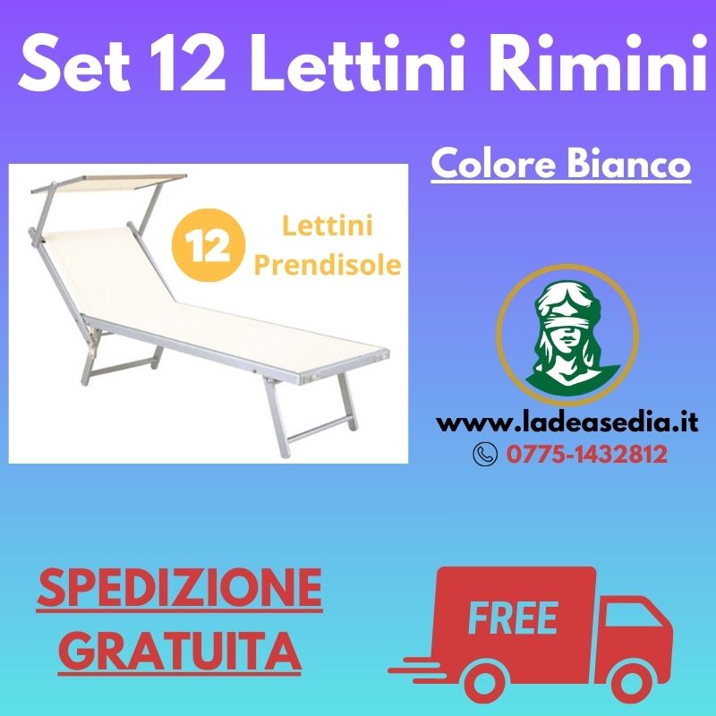 Set 12 Lettini Prendisole Rimini Bianco - Arredo Esterno 1